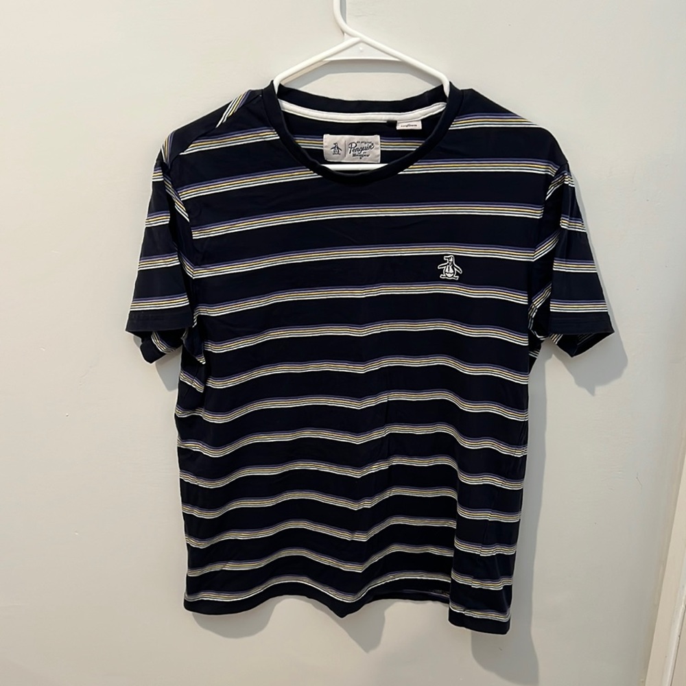Original Penguin navy blue striped shirt